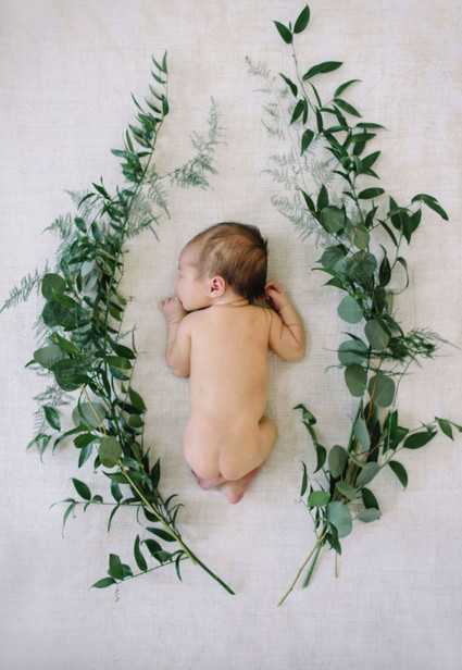 greenery styled newborn photos Inspiration
