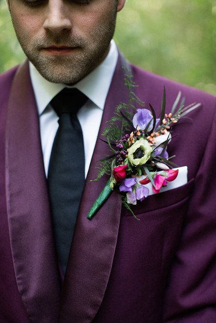 Purple grooms suit