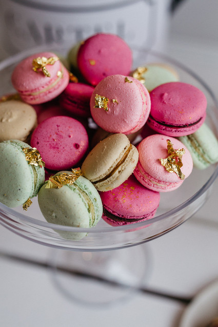 macarons with gold leaf