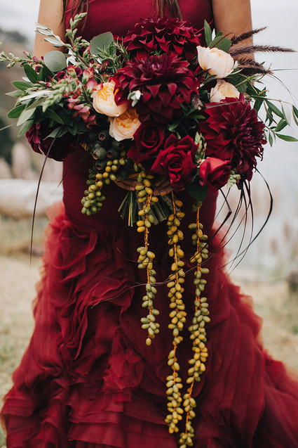 Red Vera Wang wedding dress