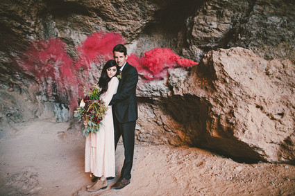 Smoke bomb wedding portraits