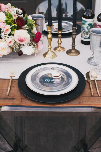 Dark floral escort cards