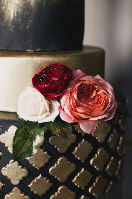 Gold and black wedding cake