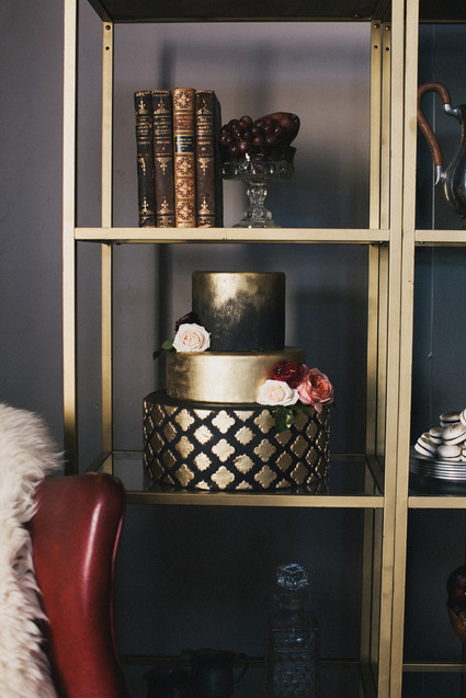 Gold and black wedding cake