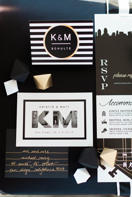 Black and white wedding stationery
