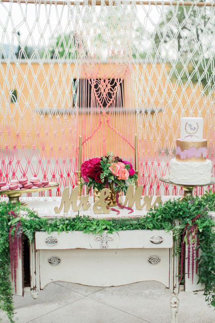 Macrame dessert bar backdrop
