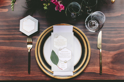 Modern black and gold place setting