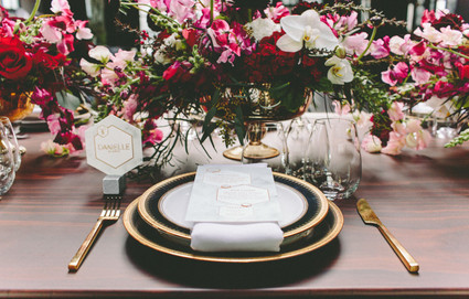 Modern black and gold place setting