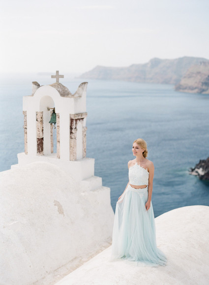 Pale blue wedding dress