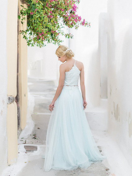 Pale blue wedding dress