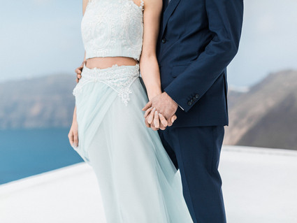 Pale blue wedding dress