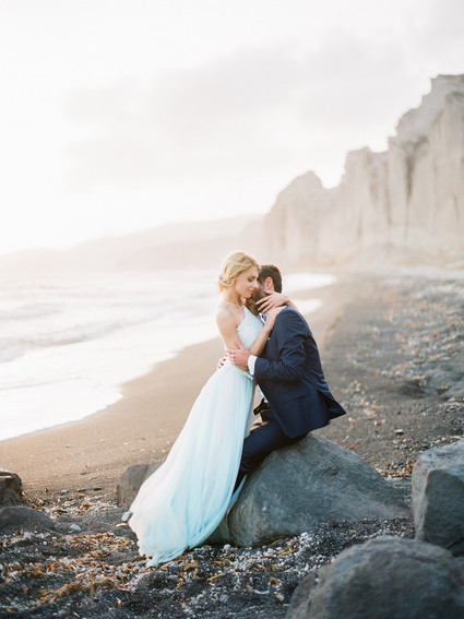 Pale blue wedding dress