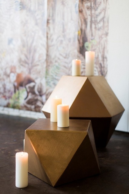 Gold geometric side tables