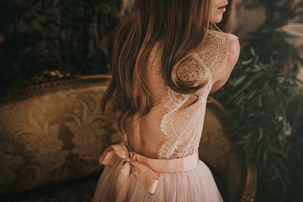 Blush lace wedding gown