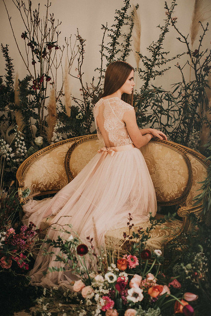 Blush lace wedding gown