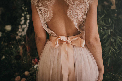 Blush lace wedding gown