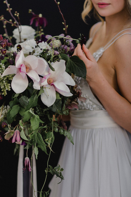 Pale grey bridal gown