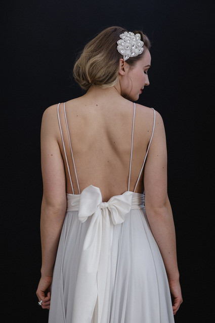 Pale grey bridal gown