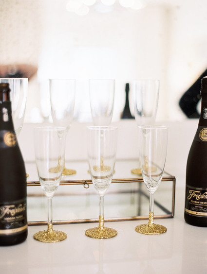 Gold glitter champaign glasses