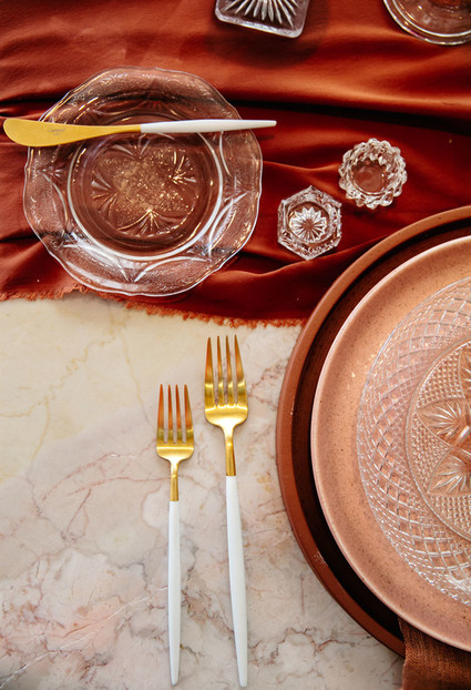 Orange and gold place setting