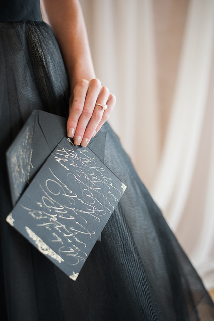 Black and gold wedding invitations