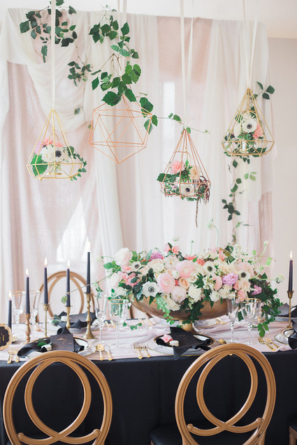 Romantic pink and black wedding decor