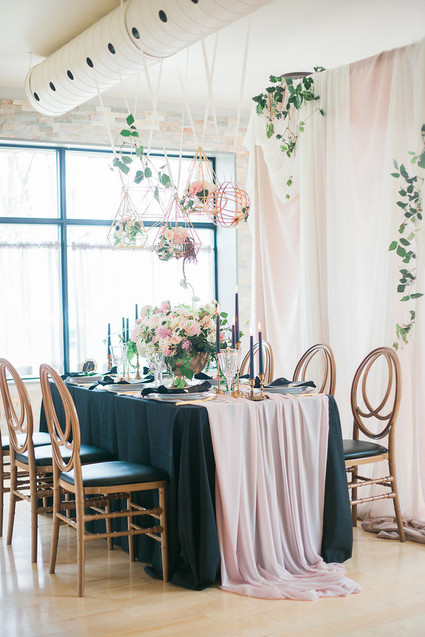Romantic pink and black wedding decor