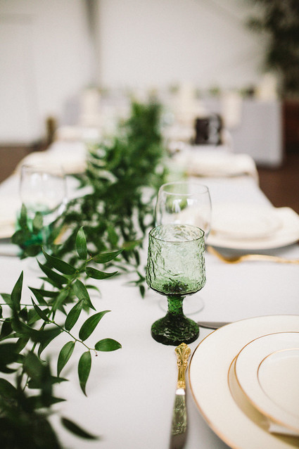 Green and white wedding decor