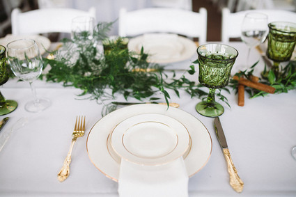 Green and white wedding decor
