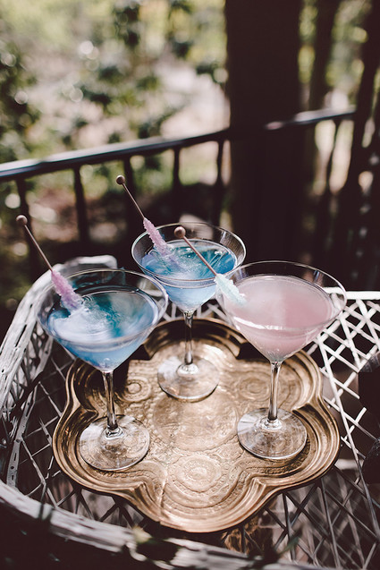 Pink and blue cocktails