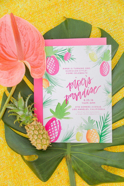 Tropical 1st birthday party invites