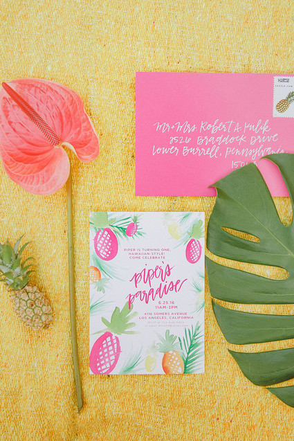 Tropical 1st birthday party invites