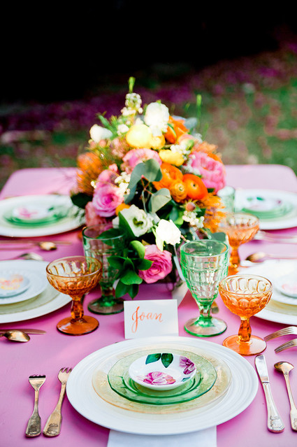 Colorful spring tablescape