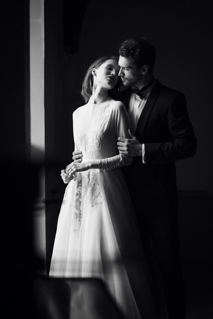 Black and white wedding portraits