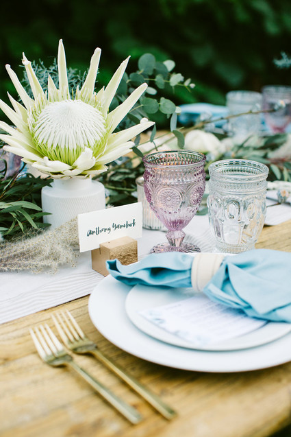 Rose quartz + serenity color wedding