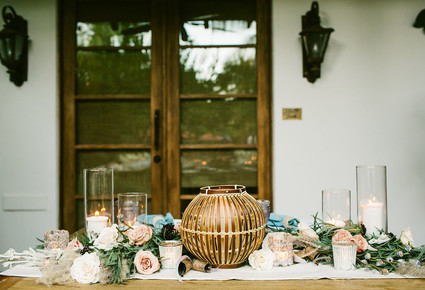 Rose quartz + serenity color wedding