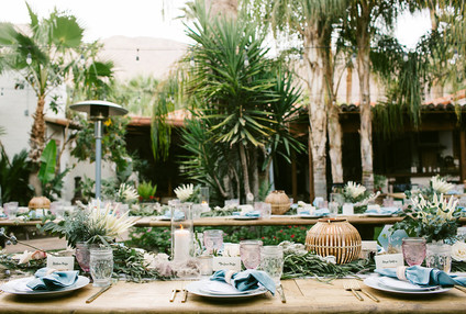 Rose quartz + serenity color wedding