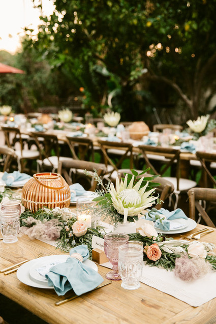 Rose quartz + serenity color wedding