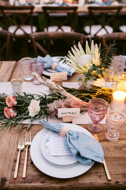 Rose quartz + serenity color wedding