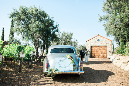 Vintage wedding getaway car