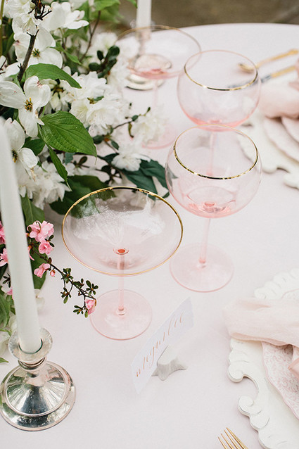 blush and gold stemware