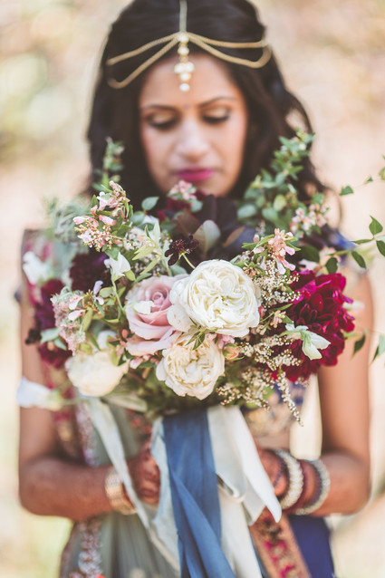 Modern Indian bride and bouquet