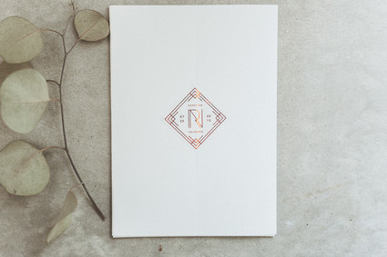 modern pink and blue wedding invites