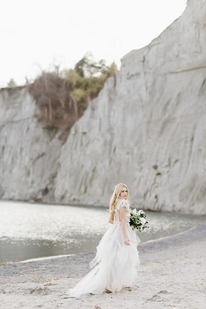 romantic beach bridal shoot