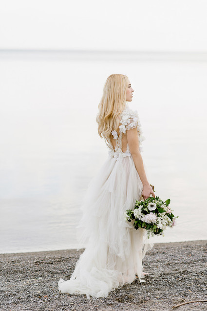 romantic beach bridal shoot