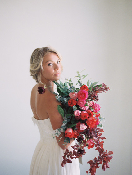 Red and pink bridal bouquet