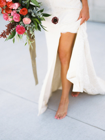Red and pink bridal bouquet