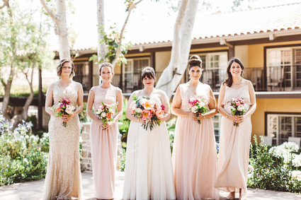 Blush and gold bridesmaid dresses Inspiration