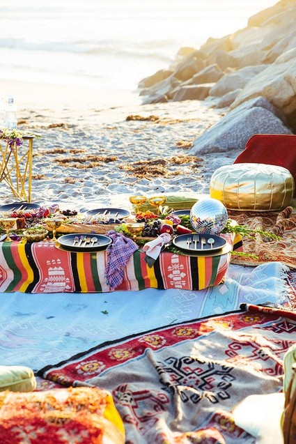 bohemian beachside fall picnic Inspiration