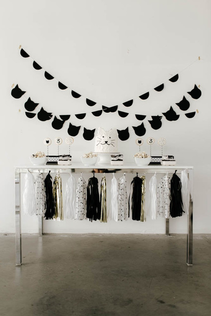 black and white kitty birthday Inspiration